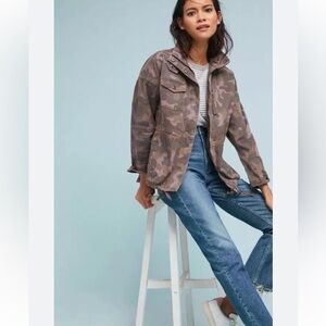 ANTHROPOLOGIE MARRAKESH Boho Casual Blush Camo Cotton Anorak City-Chic Jacket M